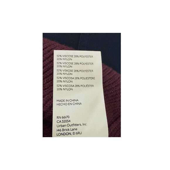 Free People Women Medium Burgundy Long-Sleeve Cutout Ribbed Knit Sweater NWT - Picture 6 of 7